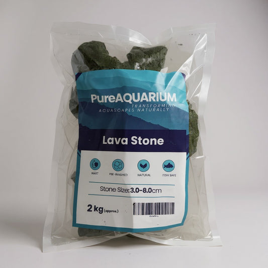 PureAquarium Natural Stone – Black Lava Stone - 2KG Bag